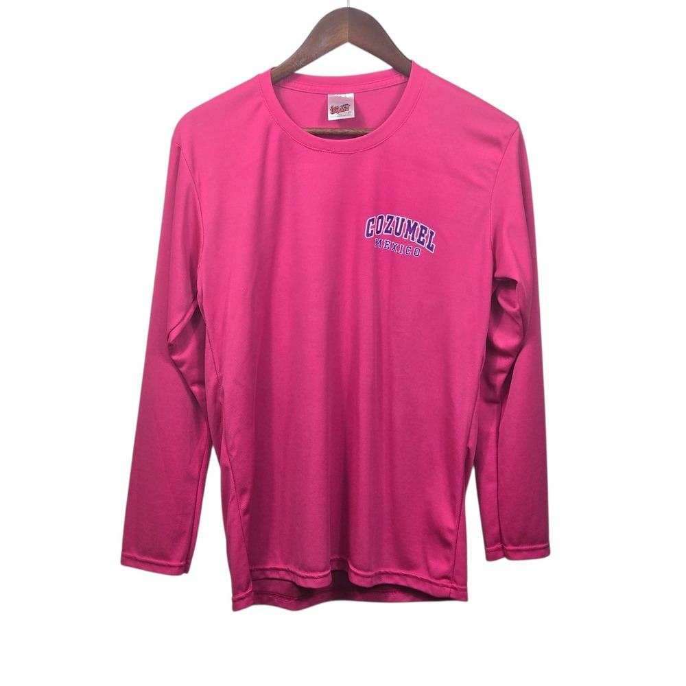 La Iguana Cozumel Mexico‎ Long Sleeve Shirt Adult Beachwear Medium Pink Unisex